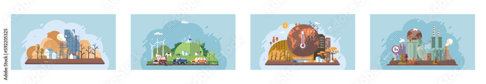 Saving the planet, World Environment Day. Planet Earth in smoke, plastic, garbage. Global warming set. Climate change. Earth day. Eco activist. Ecological catastrophy. Earth with reasons of destroying Saving the planet, World Environment Day. Planet Earth in smoke, plastic, garbage. Global warming set. Climate change. Earth day. Eco activist. Ecological catastrophy. Earth with reasons of destroying