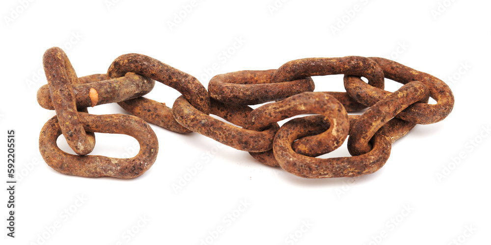 Fototapeta premium old rusty metal chais isolated on white background 