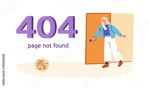 404 error, page not found, technical website problem. Creative web-site design for access and search failure message, warning text. Flat graphic vector illustration isolated on white background