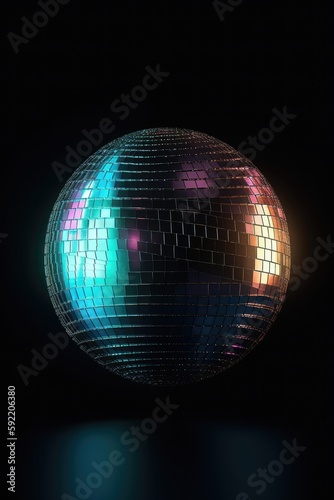 Disco ball on a dark background. generative ai