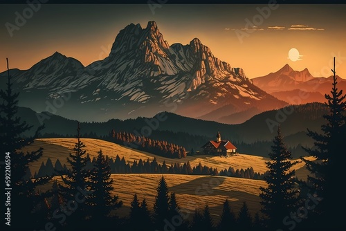 Slovakia's Tatranska Javorina Region Features and Sunrise in the Mountains photo
