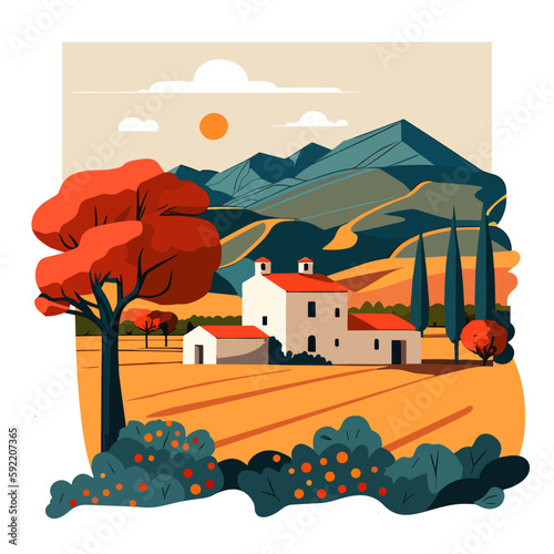 Beautiful landscape in Spain. Vector illustration.