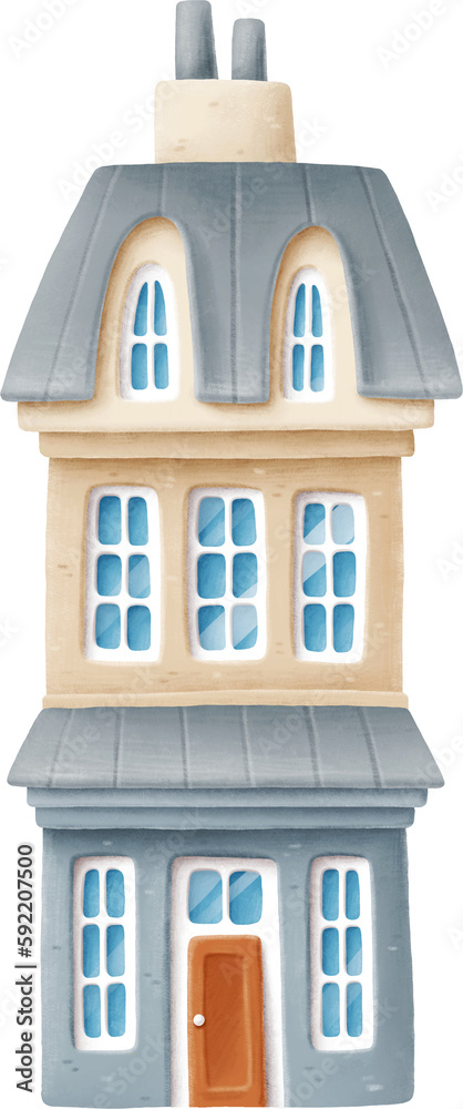 Obraz premium Old house whimsical cartoon illustrationå