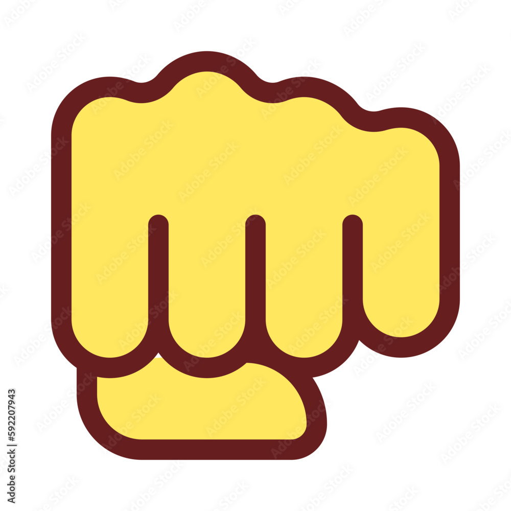 Punching fist pixel perfect RGB color icon. Hand gesture. Fighting action. Threat and fight. Isolated vector illustration. Simple filled line drawing. Editable stroke. Arial font used Punching fist pixel perfect RGB color icon. Hand gesture. Fighting action. Threat and fight. Isolated vector illustration. Simple filled line drawing. Editable stroke. Arial font used