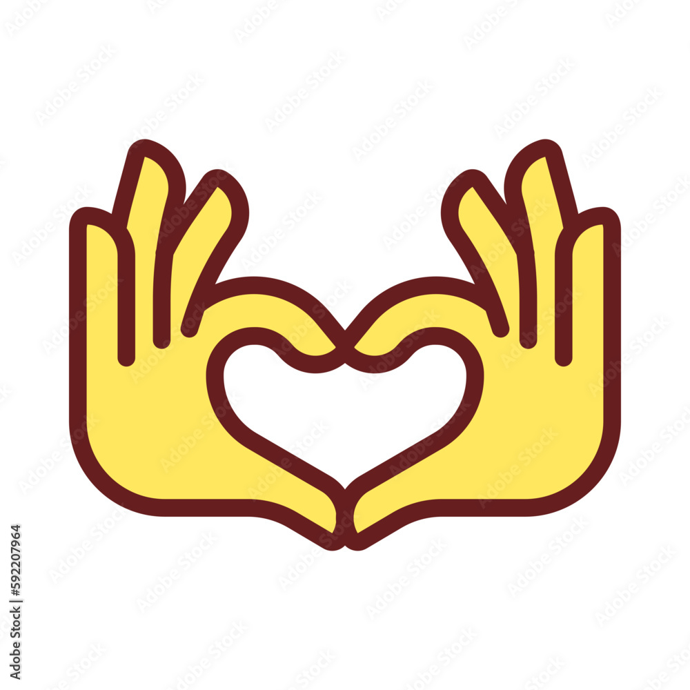 Fototapeta premium Hands heart gesture pixel perfect RGB color icon. Showing affection and love. Romantic relationship. Isolated vector illustration. Simple filled line drawing. Editable stroke. Arial font used