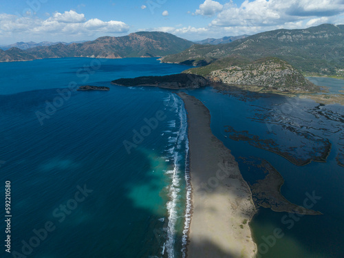 Dalaman and Iztuzu Beach Drone Photo, Dalaman Mugla, Turkiye