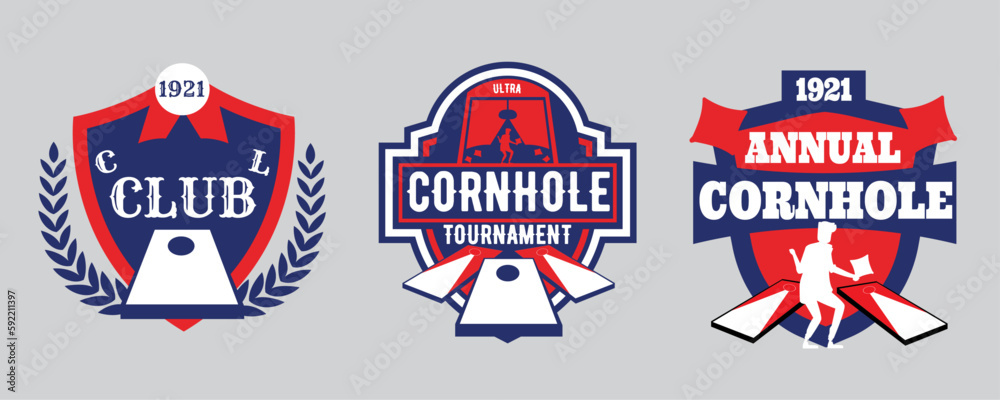  Cornhole Logo Set with Editable Text in vector