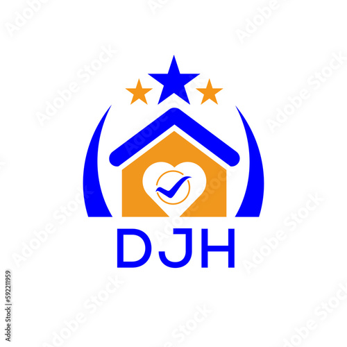 DJH House logo. KJG Letter logo and icon. Blue vector image on white background. KJG house Monogram home logo picture design and best business icon. 
 photo