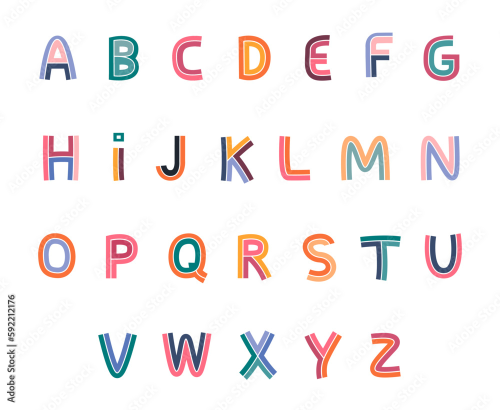 Alphabet type with colorful bright design