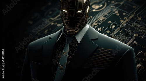 Android in a suit concept, made with generated ai