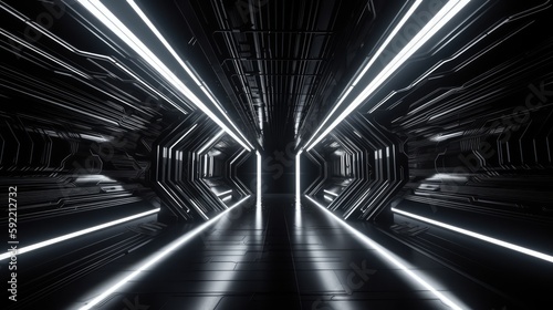 Scifi futuristic hallway, amde with generated ai