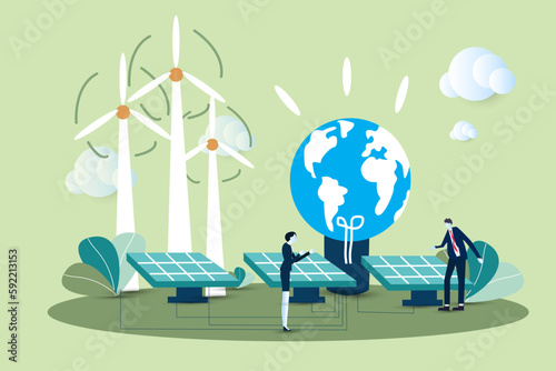 renewable energy renewable energy illustration vector solar energy, solar panel technology Determine the extraction of environmental resources, hours of the earth, saving energy and the planet.