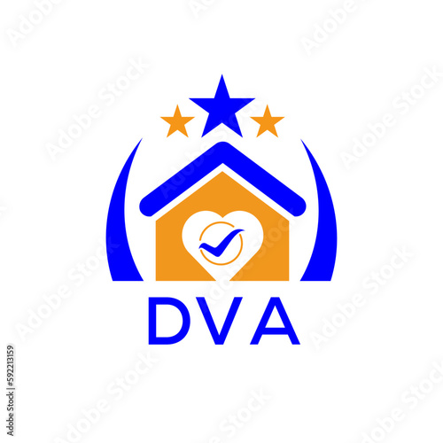 DVA House logo. KJG Letter logo and icon. Blue vector image on white background. KJG house Monogram home logo picture design and best business icon. 
