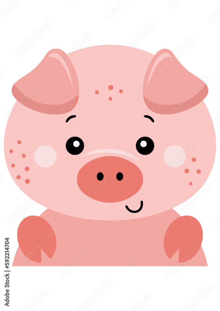 Funny pig peeking isolated on white Funny pig peeking isolated on white