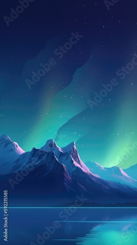 Landscape night illustration wallpaper, made with generated ai