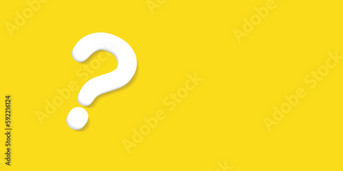 Question mark. FAQ, support, help concept. 3d vector icon. Realistic 3d design cartoon style. Icon isolated on blue background.	
