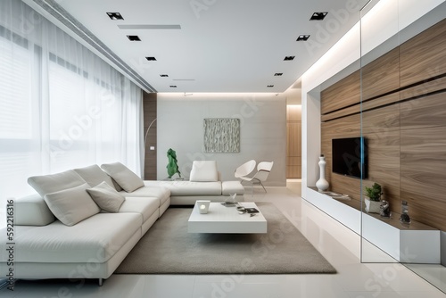 Modern white livingroom  made with generative ai