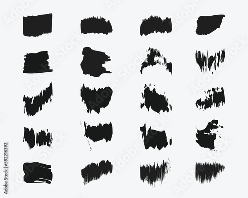 Black paint brush spots highlighter lines, Vector illustration