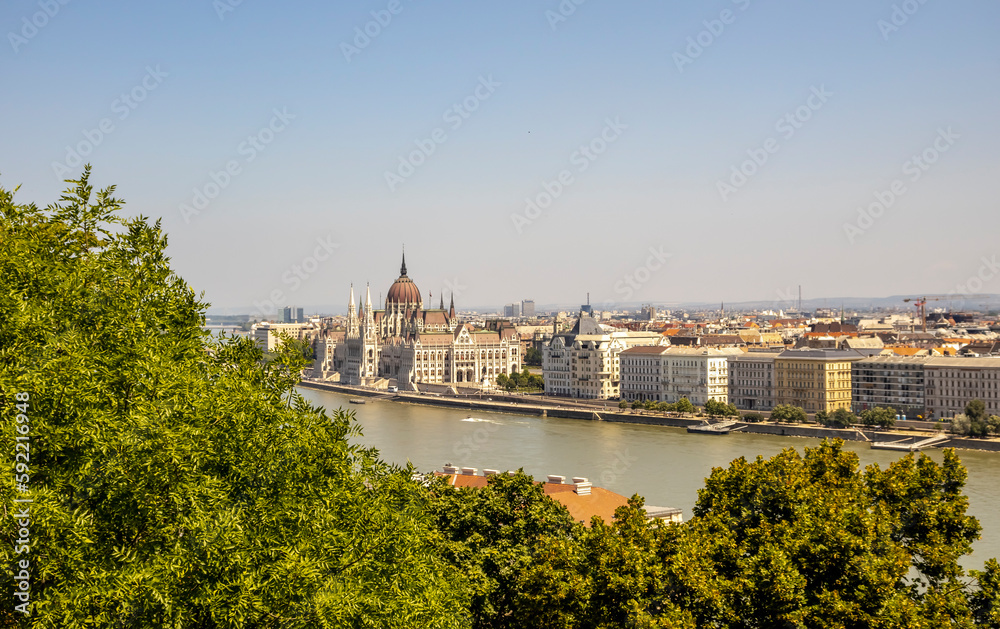 View of the city of Budapest on a summer sunny day.