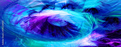 Abstract neon spiral. Art metaphysical background. Fractal artwork for creative graphic design