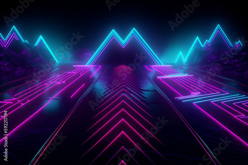 Synthwave style abstract art and backgrounds. Generative AI.