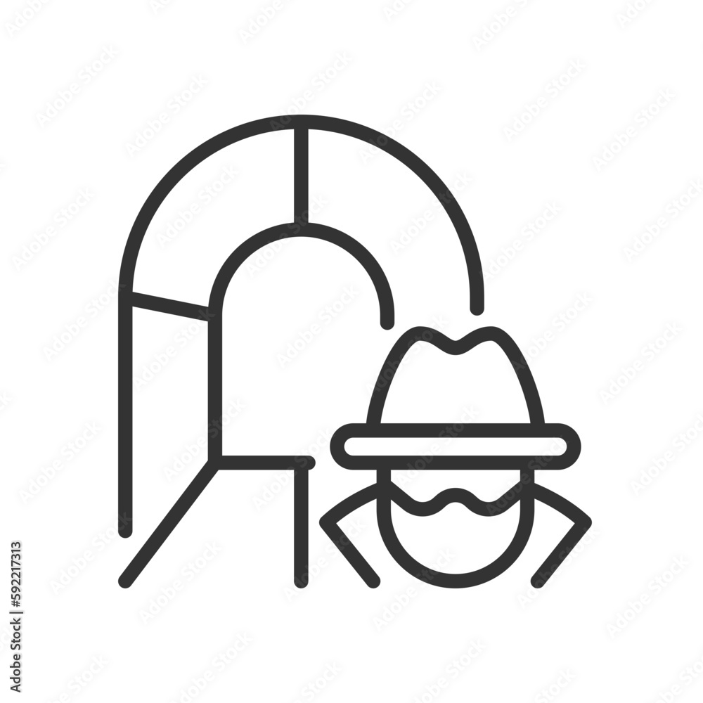 Smuggling tunnel linear icon. Underground border trespassing. Thin line customizable illustration. Contour symbol. Vector isolated outline drawing. Editable stroke. Pixel perfect. Arial font used Smuggling tunnel linear icon. Underground border trespassing. Thin line customizable illustration. Contour symbol. Vector isolated outline drawing. Editable stroke. Pixel perfect. Arial font used