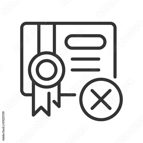 Submission decline linear icon. Rejected document. Thin line customizable illustration. Contour symbol. Vector isolated outline drawing. Editable stroke. Pixel perfect. Arial font used