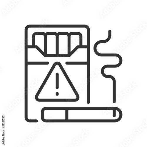 Cigarette smuggling linear icon. Illegal tobacco trade. Thin line customizable illustration. Contour symbol. Vector isolated outline drawing. Editable stroke. Pixel perfect. Arial font used