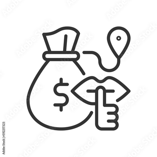 Bulk cash smuggling linear icon. Large sum of money. Thin line customizable illustration. Contour symbol. Vector isolated outline drawing. Editable stroke. Pixel perfect. Arial font used