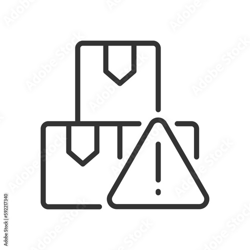 Import regulations linear icon. Customs restrictions and rules. Thin line customizable illustration. Contour symbol. Vector isolated outline drawing. Editable stroke. Pixel perfect. Arial font used