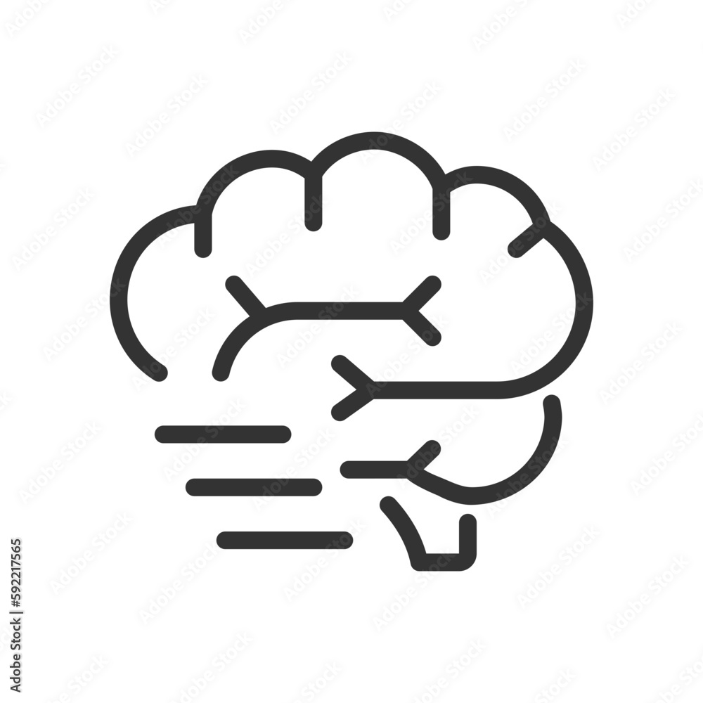 Brain activity pixel perfect linear icon. Human body organ. Mental and intellectual activity. Thin line illustration. Contour symbol. Vector outline drawing. Editable stroke. Arial font used