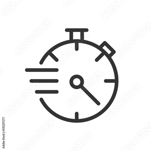 Stopwatch pixel perfect linear icon. Countdown tool. Precise measurement. Sport timer. Thin line illustration. Contour symbol. Vector outline drawing. Editable stroke. Arial font used