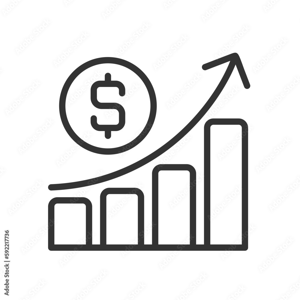 Business profit pixel perfect linear icon. Cash flow. Economic performance. Financial evaluation. Thin line illustration. Contour symbol. Vector outline drawing. Editable stroke. Arial font used Business profit pixel perfect linear icon. Cash flow. Economic performance. Financial evaluation. Thin line illustration. Contour symbol. Vector outline drawing. Editable stroke. Arial font used