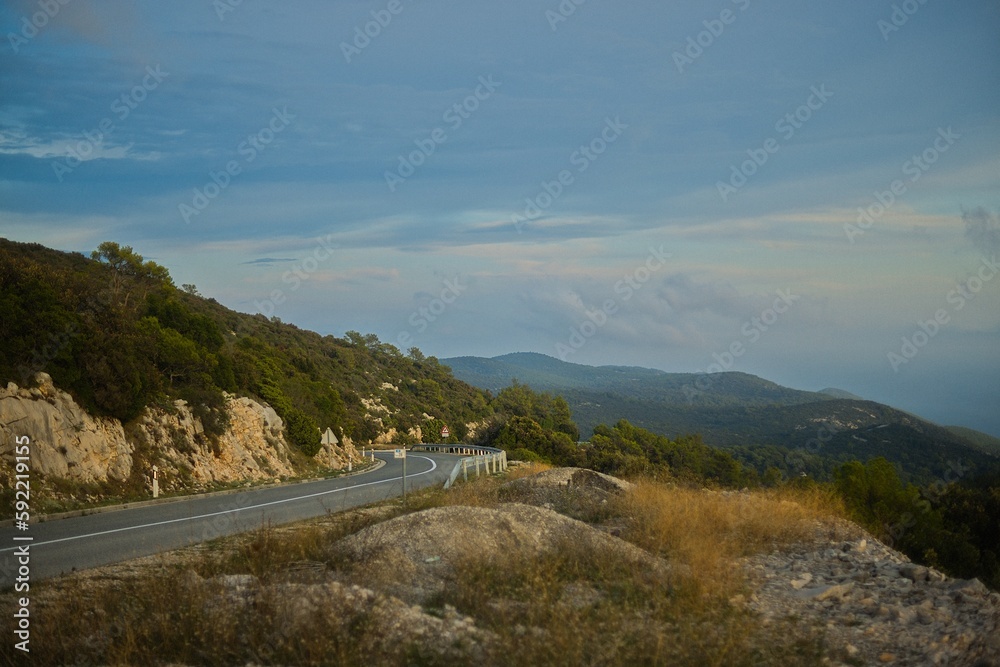 Mountain road on Korcula island and Peljesac peninsula in southern Croatia.