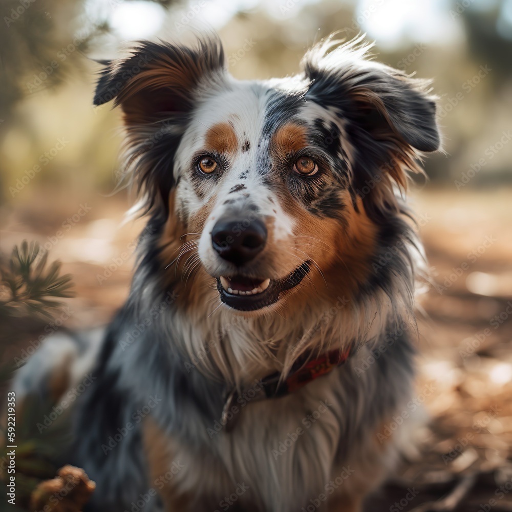 Fototapeta premium portait of a cute australian shepered, Generative AI