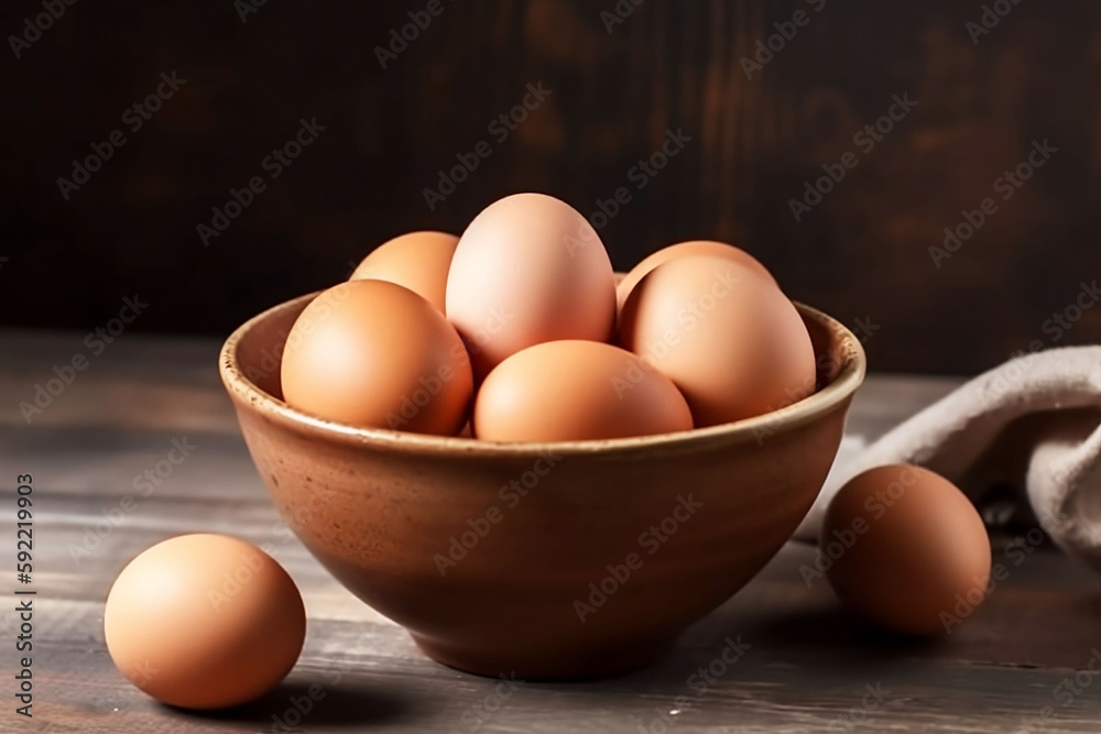 Fresh and Healthy Egg Bowl on Table with Copy Space Fresh and Healthy Egg Bowl on Table with Copy Space