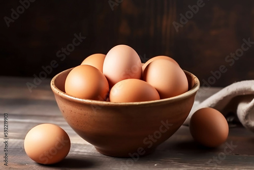 Fresh and Healthy Egg Bowl on Table with Copy Space