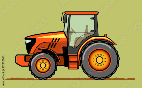 Farm-Tractor, vector illustration of modern farm tractor