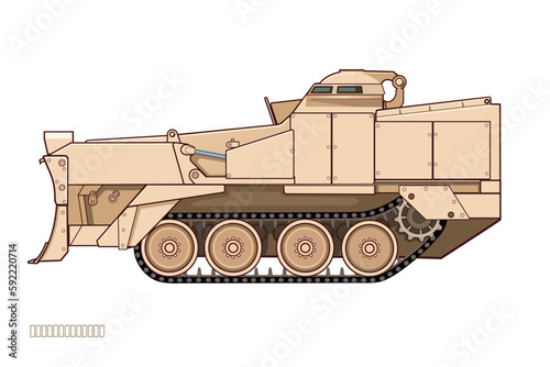 M9 Earthmover - military heavy machines, bulldozer.
Vector illustration.