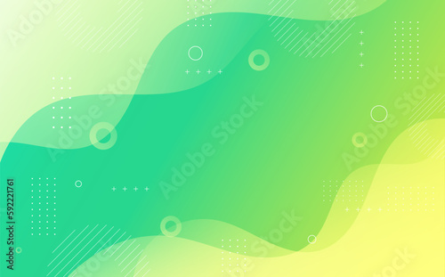 Modern background. Geometric style, bright green gradation, wave memphis stye