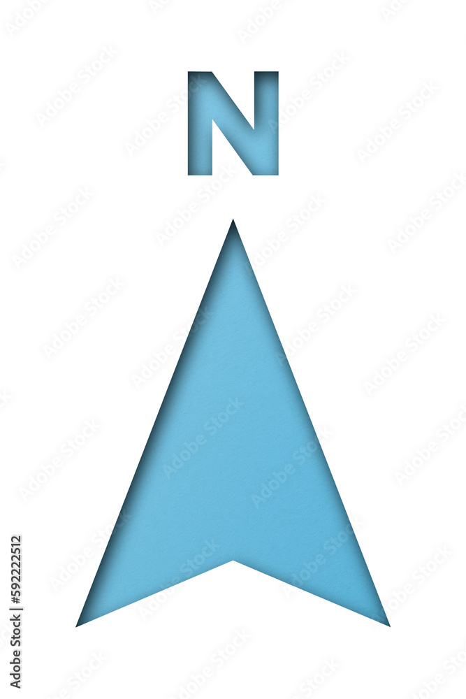 light blue paper cut north arrow shape isolated on transparent background light blue paper cut north arrow shape isolated on transparent background