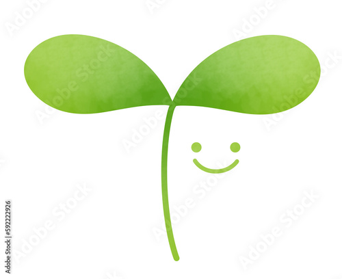 シンプルな双葉と可愛いニコニコのマーク