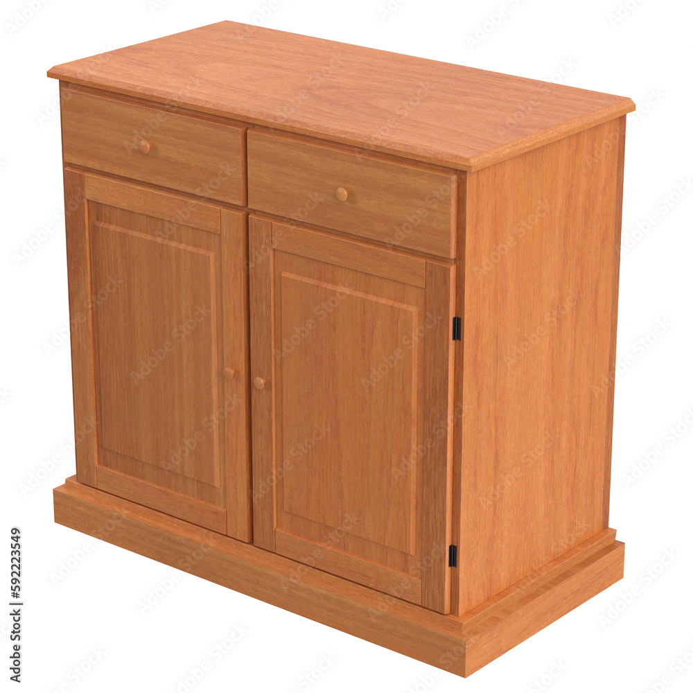 3D rendering illustration of a kitchen sideboard