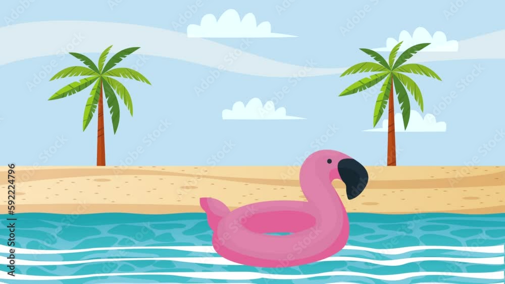 flamingo float beach accessory animation