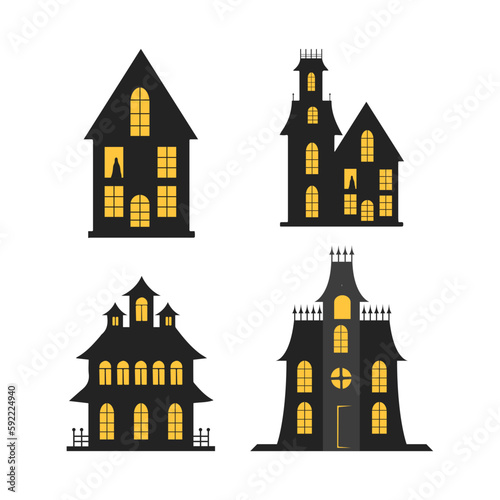 Haunted House Collection. scary halloween house bundle set.