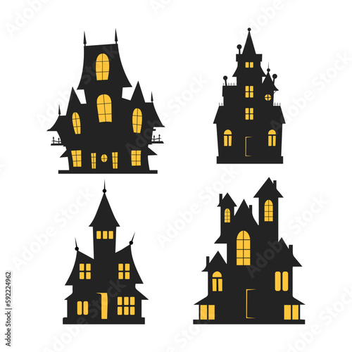 Haunted House Collection. scary halloween house bundle set.