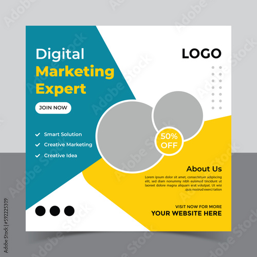 corporate social media post template and marketing social media post banner template, Vector Design Square Banner Promotion