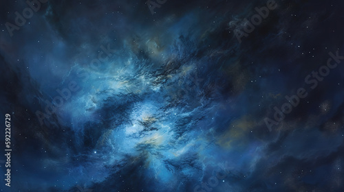 Dark blue constellation. AI generated  © Inga