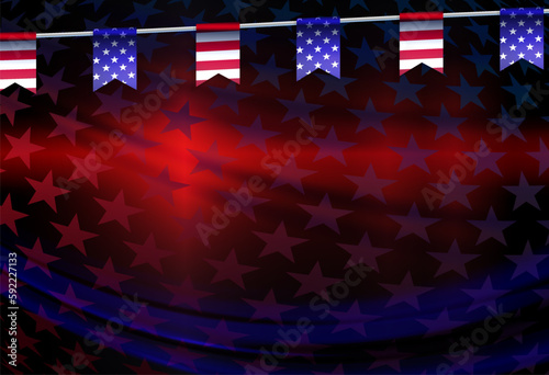 Composition of the American flag, national symbol of the USA, pennant garland isolated