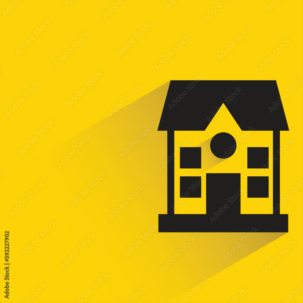 school with shadow on yellow background school with shadow on yellow background